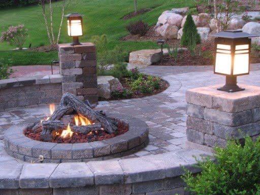 Fire pit at dusk