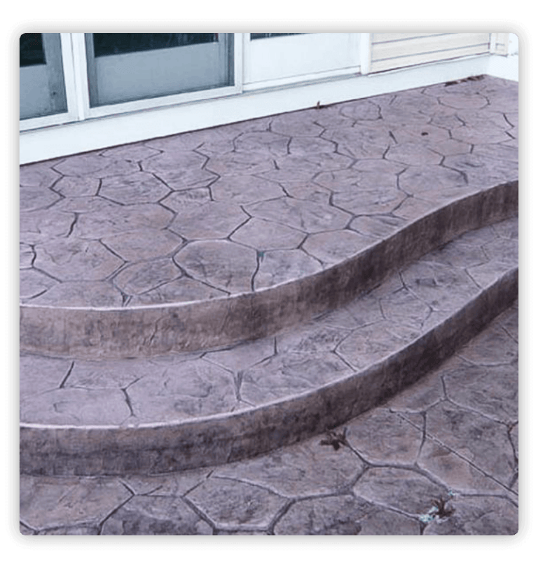 Stairs made of stamped concrete; Combined hexagon shapes